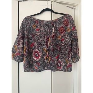 Madewell Floral Boat Neck Button- Up